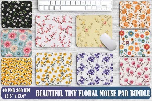 Beautiful Tiny Floral Mouse Pad Backgrounds Bundle