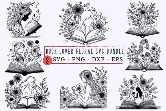 Book Lover Floral Svg Bundle