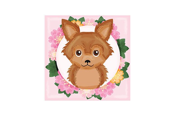 Chorkie Dog, Golden - Floral Portrait