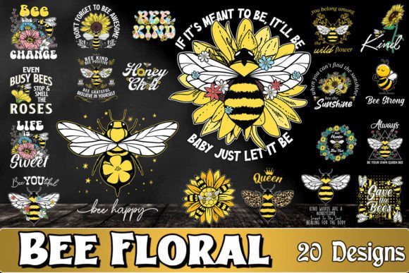 Cute Bee Floral SVG Bundle