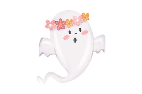 Cute Ghost with Floral Headband