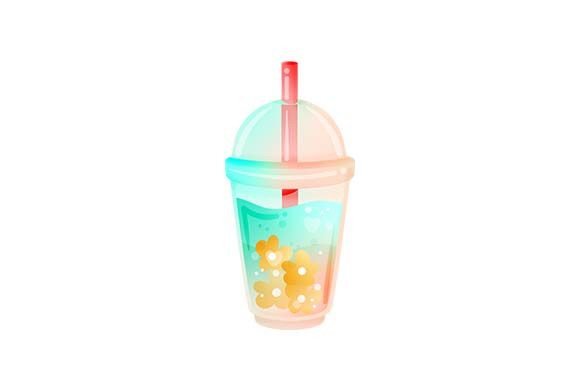 Floral Bubble Tea Embroidery Design