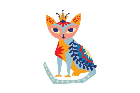 Floral Folk Art Cat