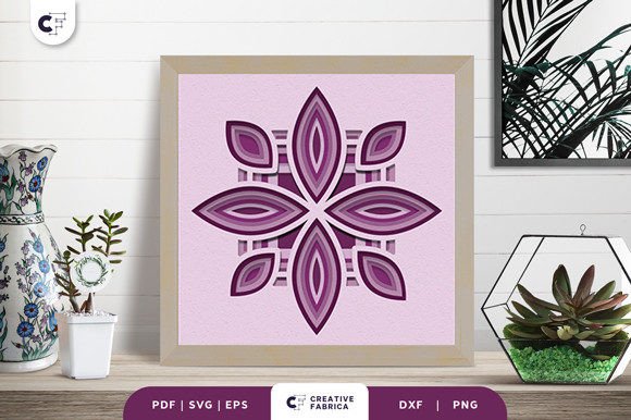 Floral Geometric Shape 3D Light Box SVG