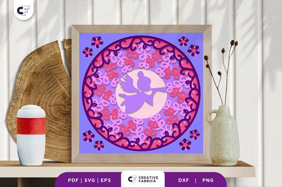 Floral Little Angel 3D Shadow Box SVG