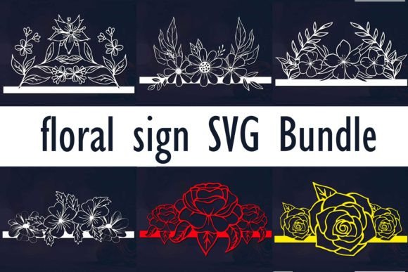 Floral Sign Laser Paper Cut SVG Bundle