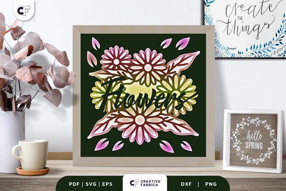 Flowers 3D Layered Paper Cut SVG