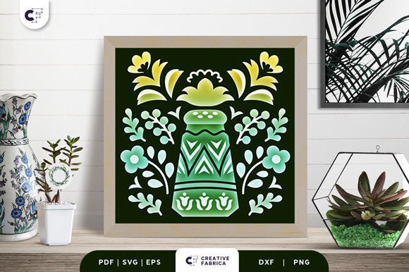 Folk Art Salt Jar 3D Shadow Box SVG