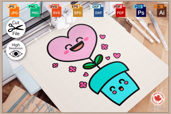 Happy Smiling Flower Pot Heart