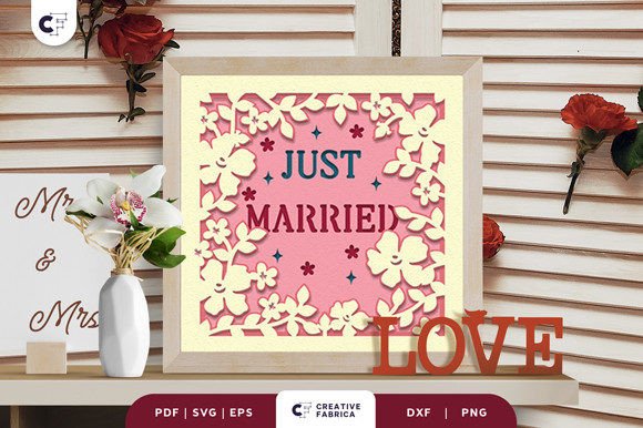Just Married 3D Layered Paper Cut SVG