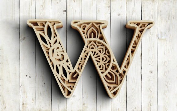 Layered Floral Alphabet Letter W