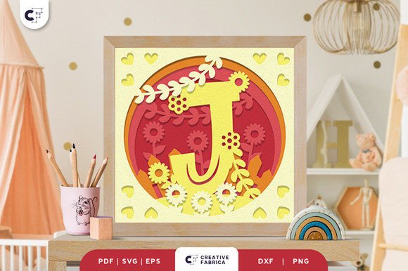 Letters J Baby Girl Alphabet 3D Papercut