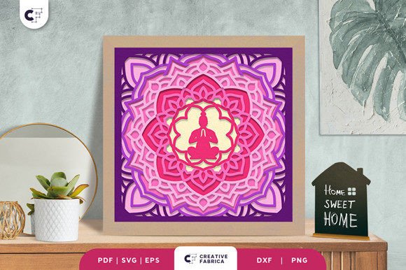Mandala Namaste 3D Shadow Box SVG