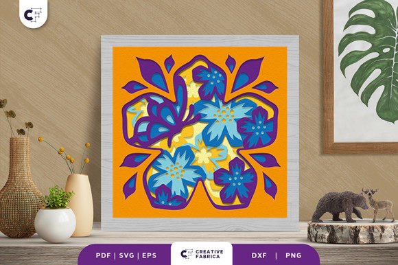 Periwinkle Flower 3D Shadow Box SVG