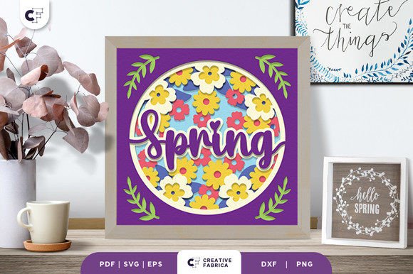 Spring 3D Shadow Box Papercut SVG