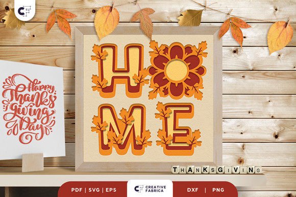 Sunflower HOME 3D Paper Cut SVG