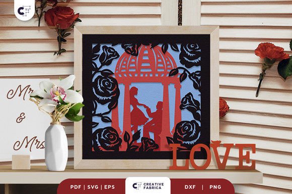 Wedding Scene 3D Shadow Box SVG