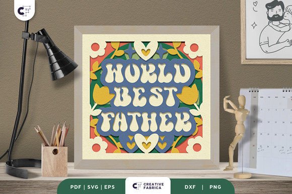 World Best Father 3D Paper Cutting SVG